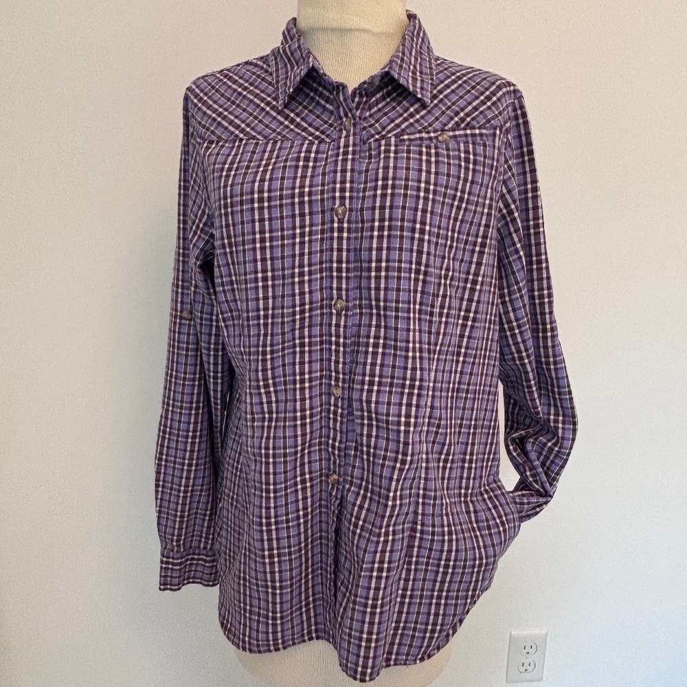 Orvis Trout Bum purple plaid shirt M